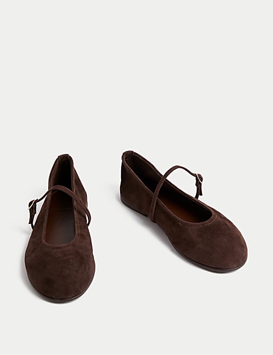 Suede Flat Mary Jane Ballet Pumps