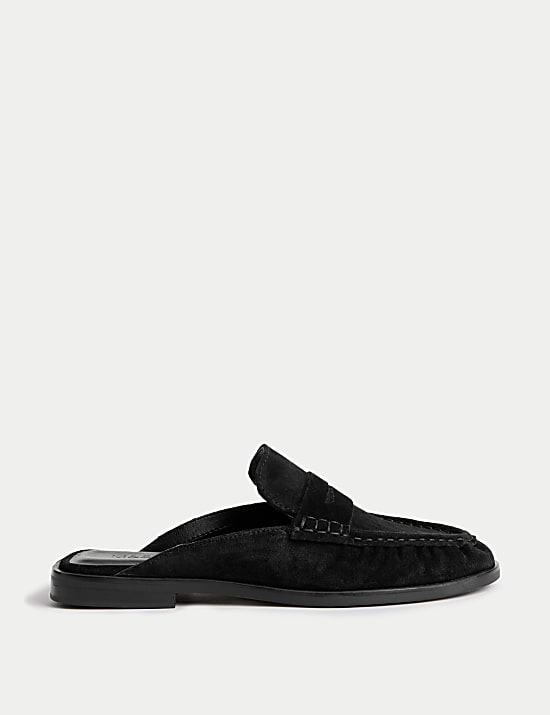 Suede Loafer Mules