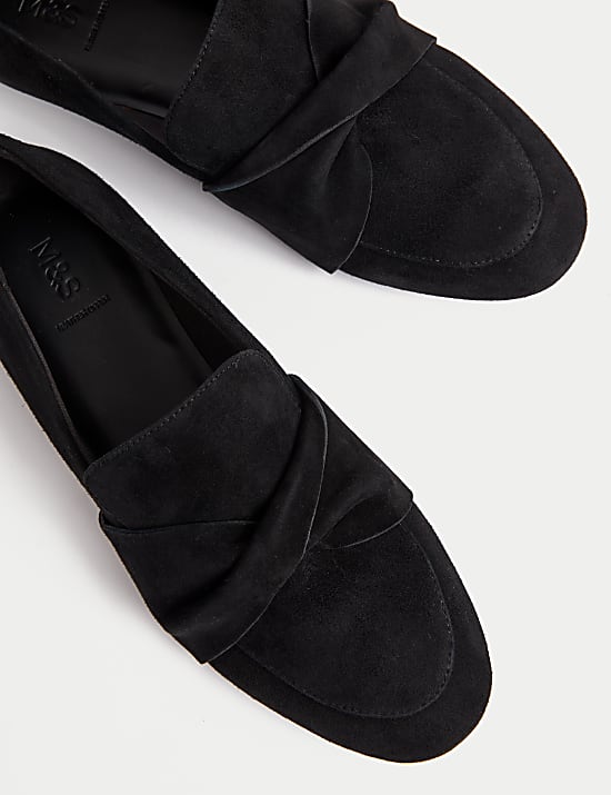 Suede Bow Loafers