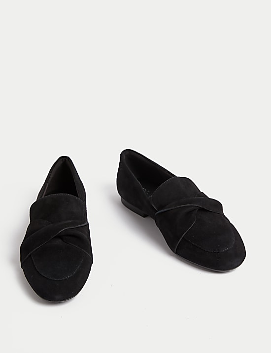 Suede Bow Loafers