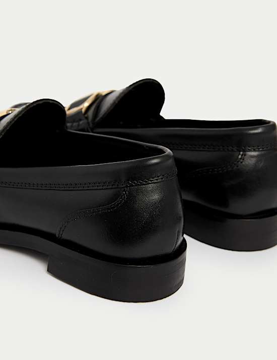 Leather Block Heel Loafers