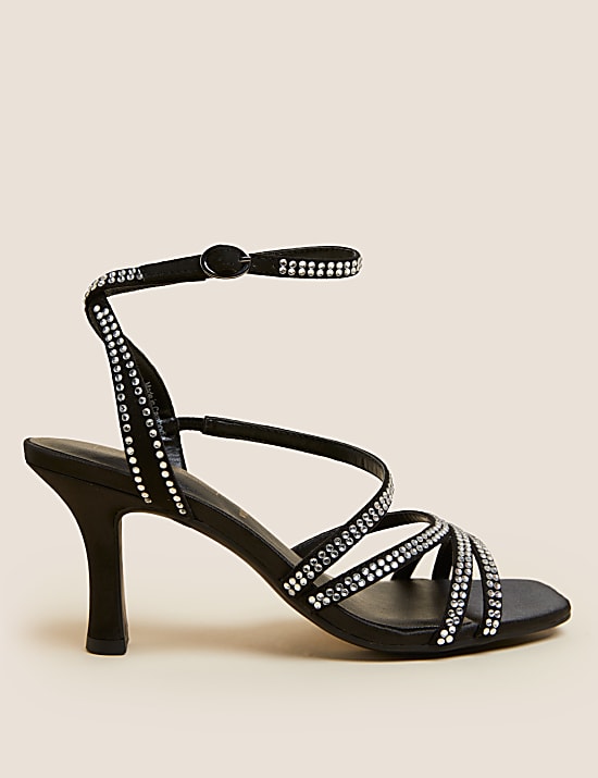 Wide Fit Ankle Strap Stiletto Heel Sandals