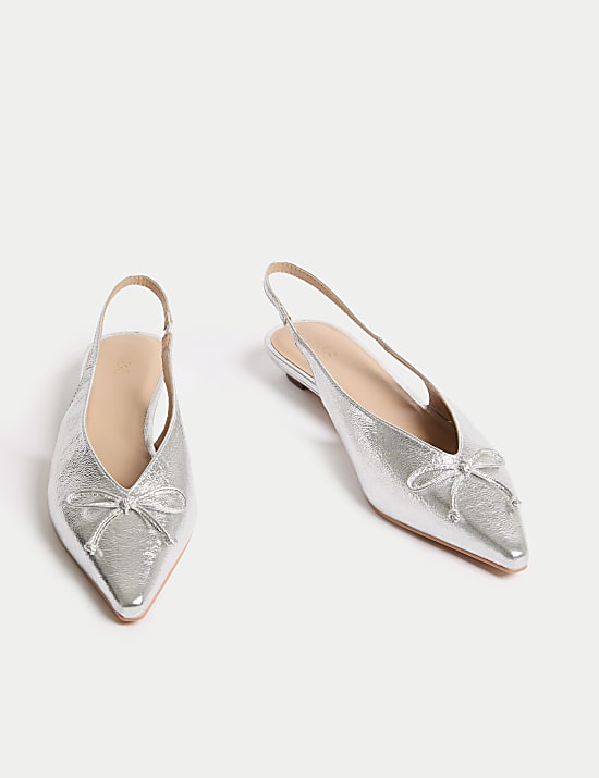 Bow Wedge Slingback Shoes