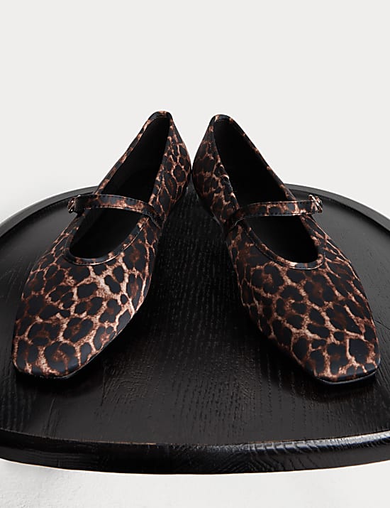 Satin Leopard Print Pumps BROWN MIX Shoes M S FR