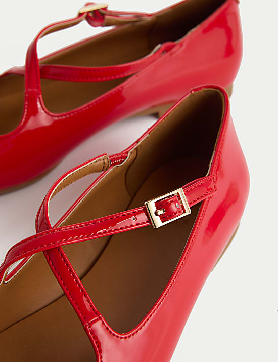 Strappy Flat Chisel Toe Ballet Pumps