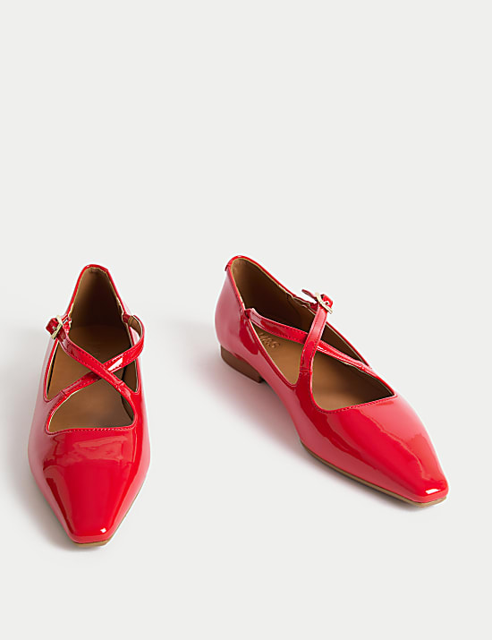 Strappy Flat Chisel Toe Ballet Pumps