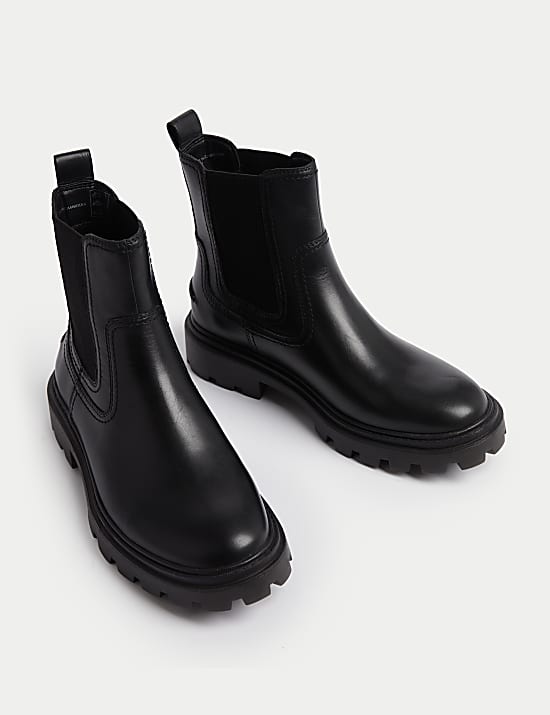 Wide Fit Leather Chelsea Ankle Boots