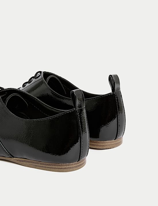Patent Lace Up Flat Brogues