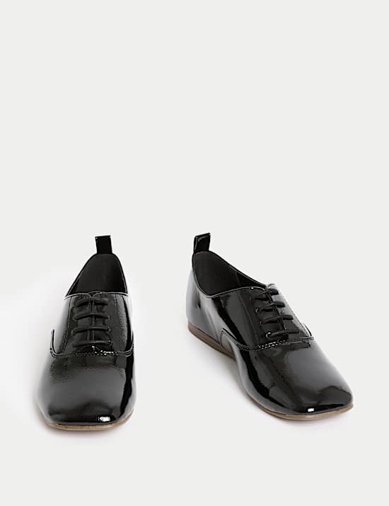 Patent Lace Up Flat Brogues