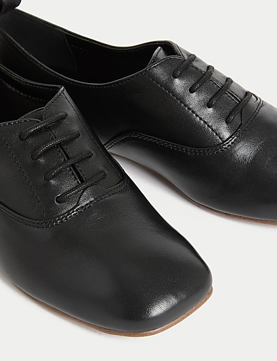 Leather Lace Up Flat Shoes