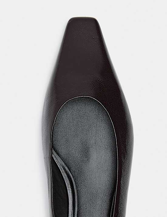 Leather Chisel Toe Ballet Pumps