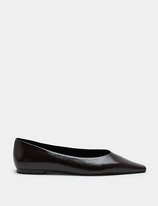 Leather Chisel Toe Ballet Pumps