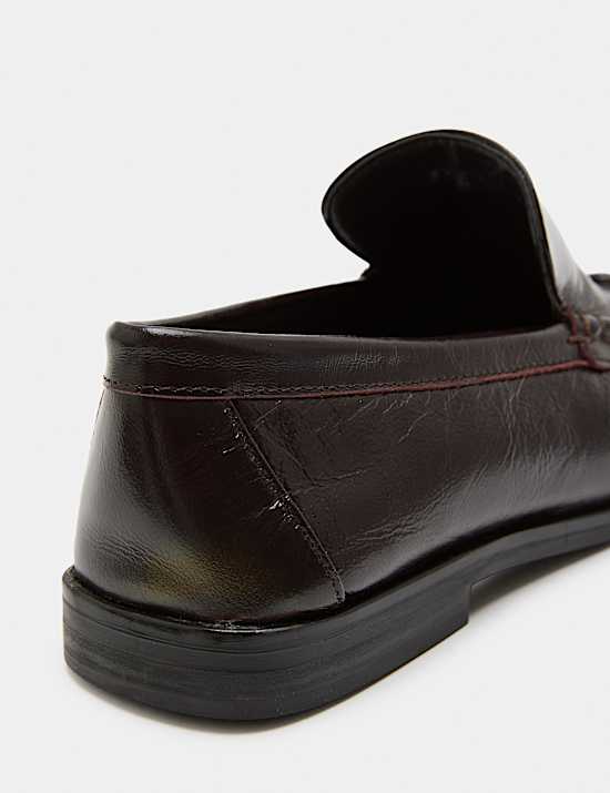 Leather Ruched Loafers