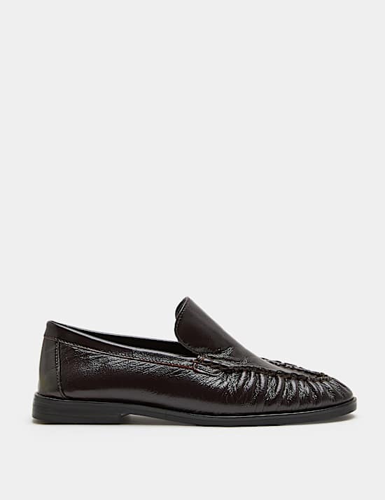 Leather Ruched Loafers