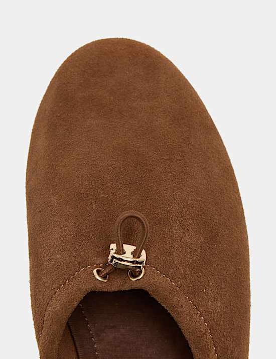Suede Toggle Cord Flat Ballet Pumps