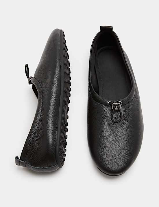 Leather Toggle Ballet Pumps