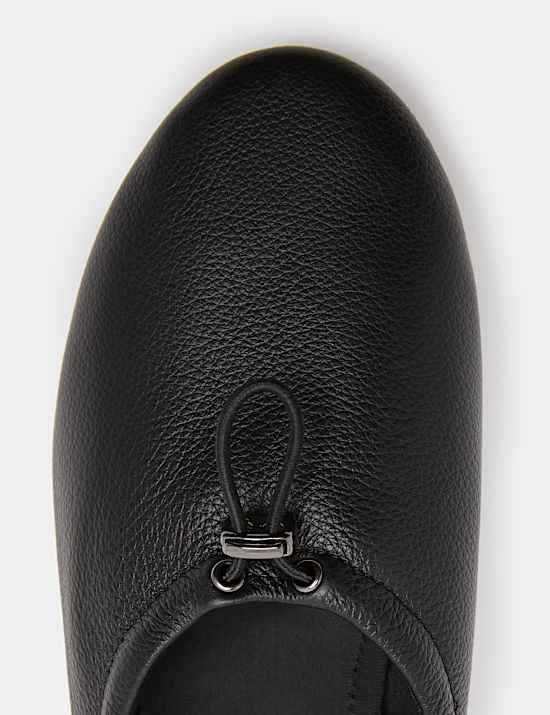 Leather Toggle Ballet Pumps