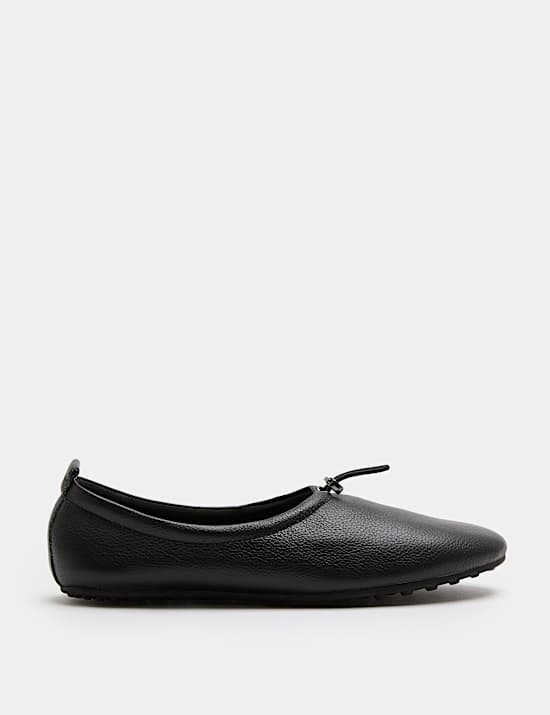Leather Toggle Ballet Pumps