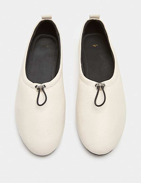 Leather Toggle Ballet Pumps