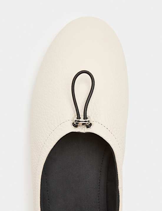 Leather Toggle Ballet Pumps