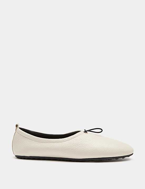 Leather Toggle Ballet Pumps