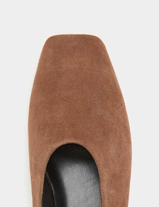 Suede Flat Chisel Toe Ballet Pumps