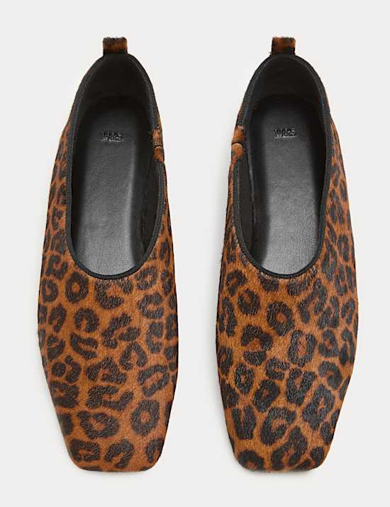 Hair On Leather Leopard Print Ballet Pumps