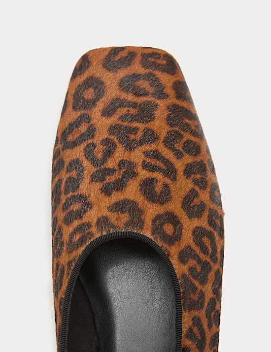 Hair On Leather Leopard Print Ballet Pumps