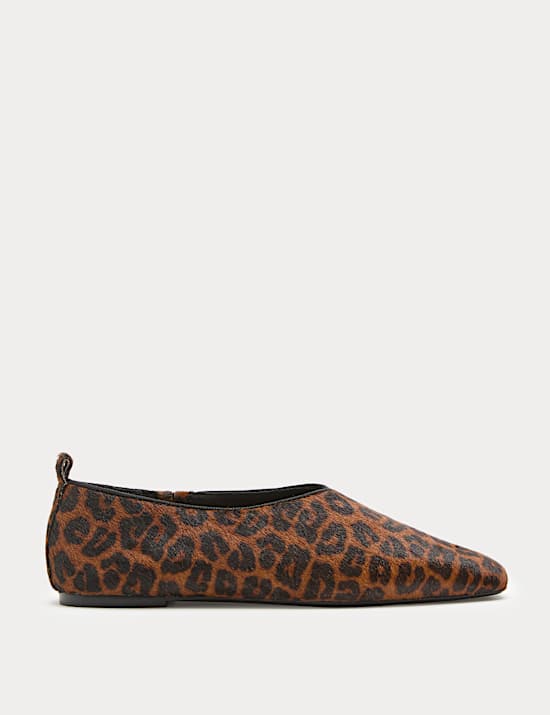 Hair On Leather Leopard Print Ballet Pumps