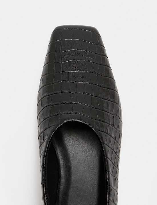 Leather Flat Square Toe Ballet Pump