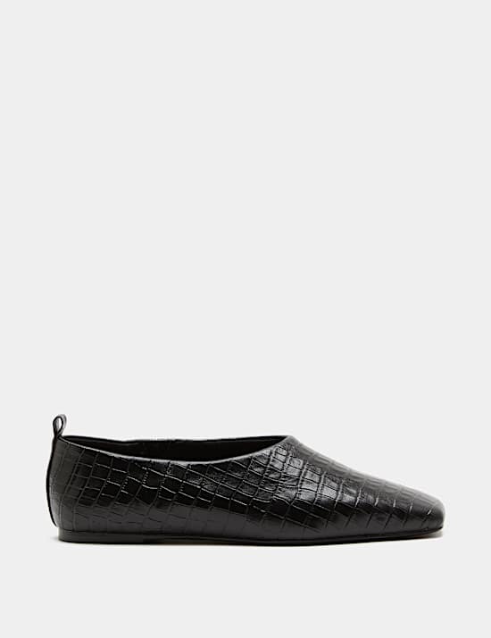 Leather Flat Square Toe Ballet Pump