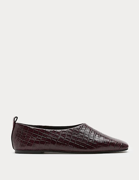 Leather Croc Ballet Pumps