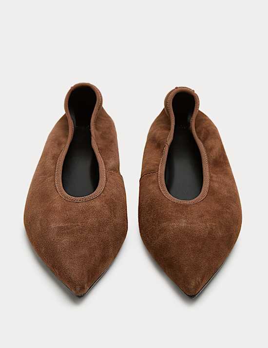Suede Flat Pointed Toe Ballet Pumps