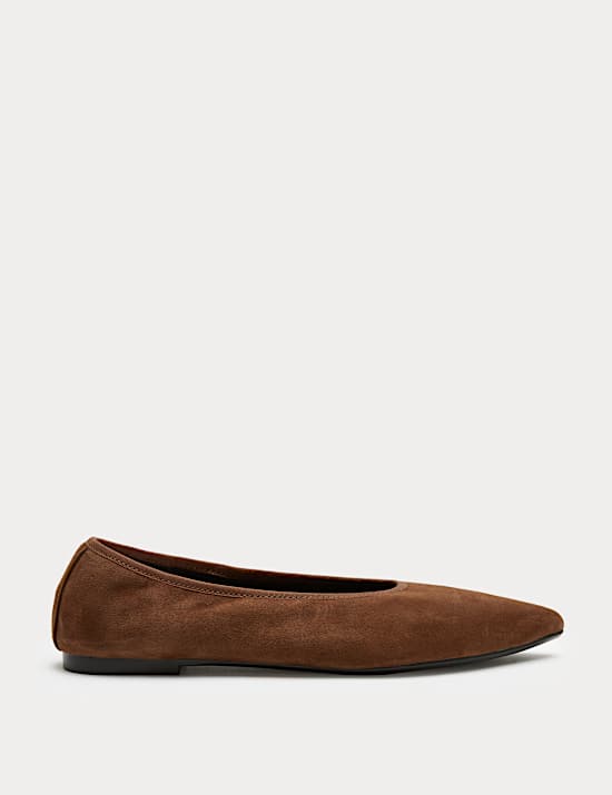 Suede Flat Pointed Toe Ballet Pumps