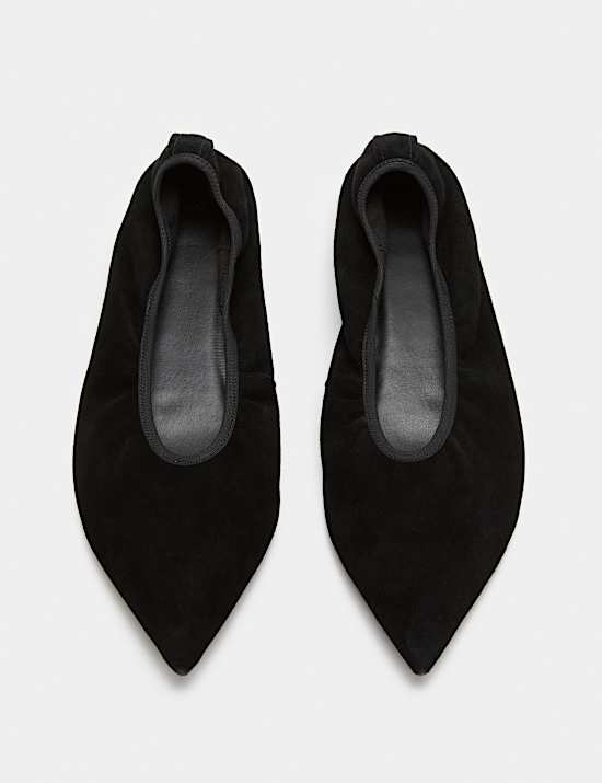 Suede Flat Pointed Toe Ballet Pumps