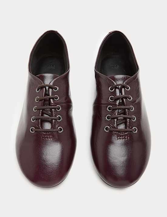 Leather Lace Up Flat Shoes