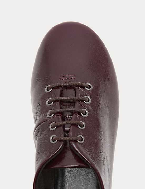 Leather Lace Up Flat Shoes