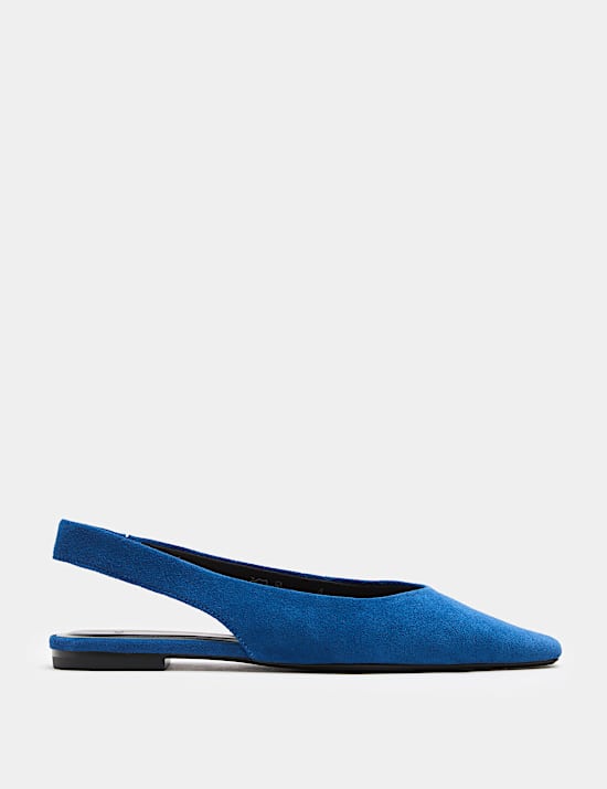 Suede Flat Chisel Toe Slingback Shoes