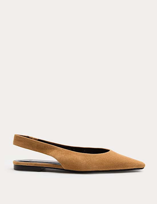 Suede Flat Chisel Toe Slingback Shoes