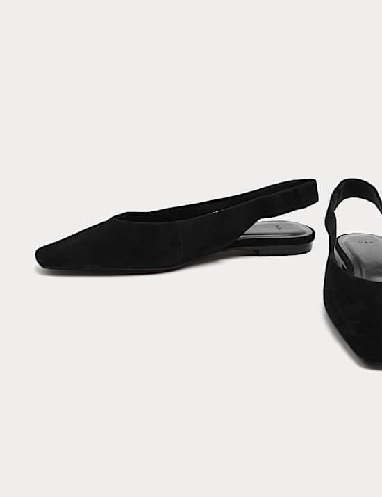 Suede Flat Chisel Toe Slingback Shoes