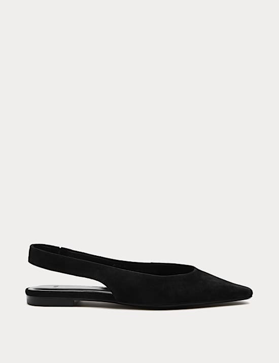Suede Flat Chisel Toe Slingback Shoes