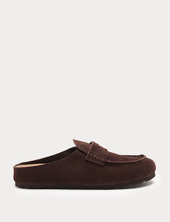 Suede Flat Loafer Clogs