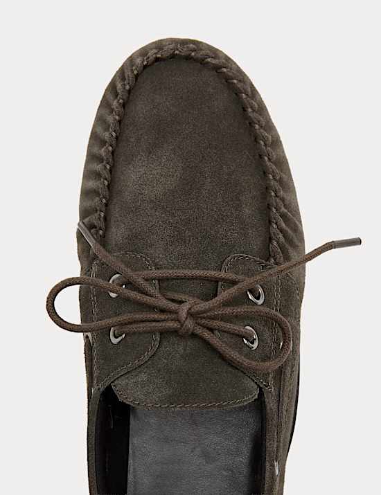 Suede Lace Up Flat Boat Shoes