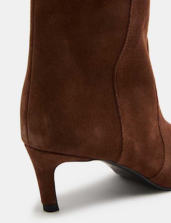Suede Kitten Heel Knee High Boots
