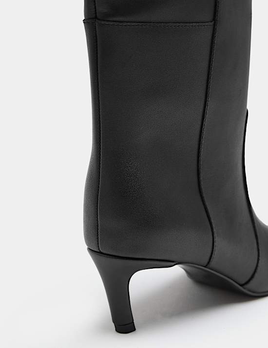 Bottes en cuir hauteur genou &agrave; talons bobine