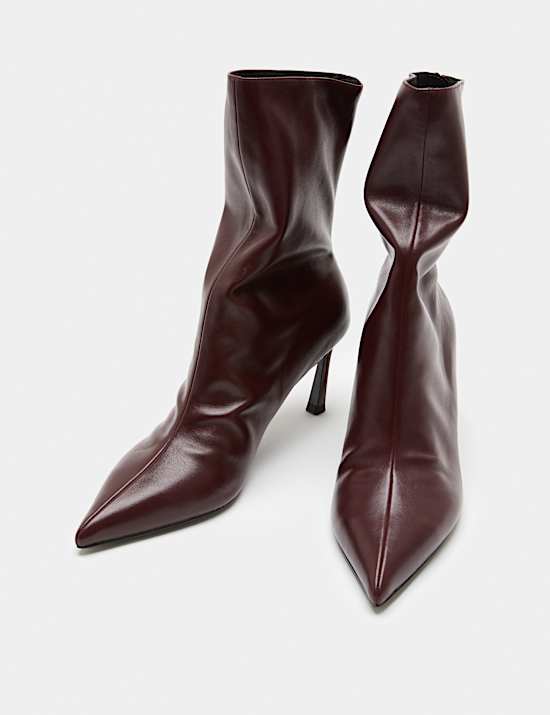 Ruched Stiletto Heel Pointed Sock Boots