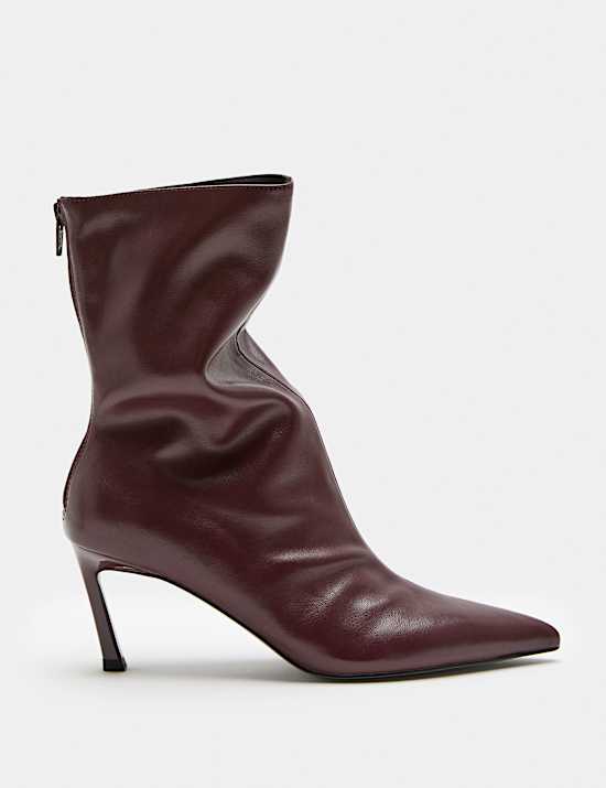 Ruched Stiletto Heel Pointed Sock Boots