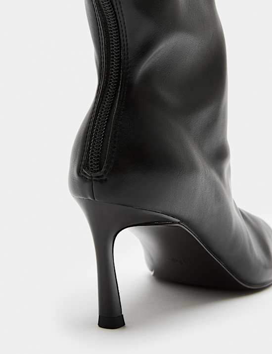 Ruched Stiletto Heel Pointed Sock Boots