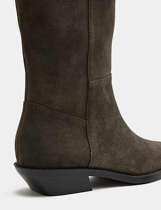 Suede Cowboy Knee High Boots