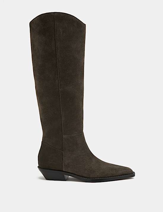 Suede Cowboy Knee High Boots